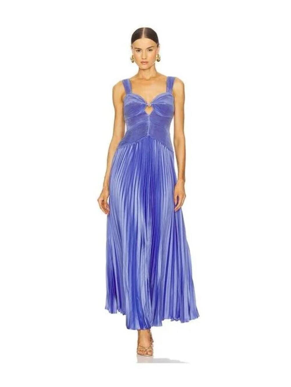 AMUR Alana Pleated Gown Dress Size 4 Lavender Blue
